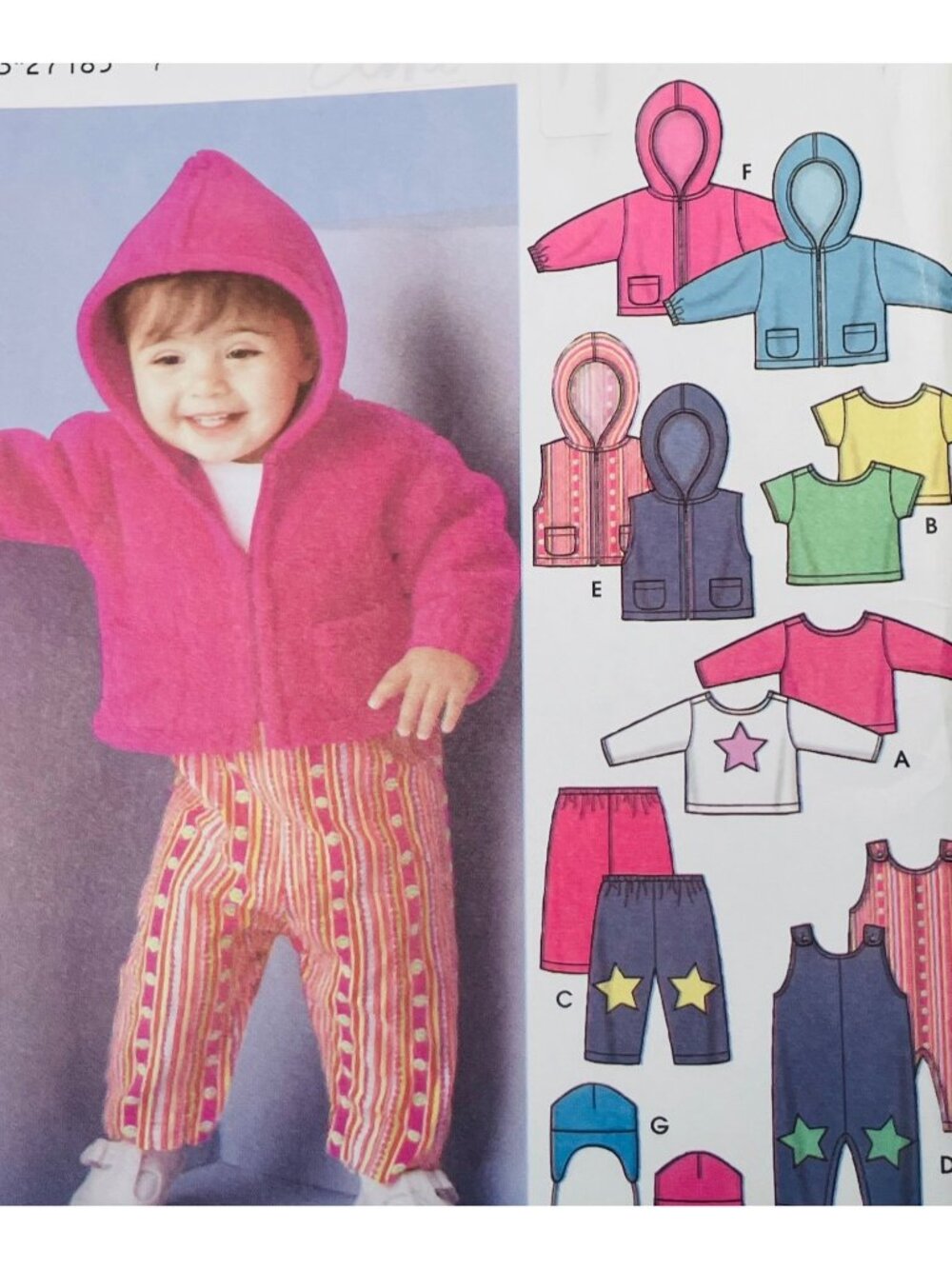 Simplicity 5316 Baby to 18 mo Hoodie Overalls Hat Shirt Pants Sewing Pattern FF